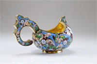 Russian gilt silver and enamel kovsh