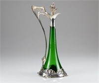 Art Nouveau German green glass decanter