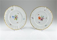 Pair of KPM Berlin porcelain floral plates