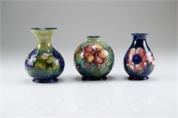 Three Moorcroft pottery bud vases