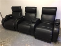 3 pc black leather theatre seating