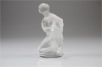 Lalique frosted glass Diana with Lamb paperweight