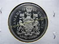 1982 Canada "Small Beads" 50 Cent Piece