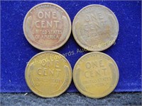 1916,(2)1920,1927-S Lincoln Wheat Pennies