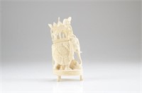 Indian carved ivory elephant with howdah