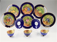 Six Aynsley porcelain tea cups and saucers