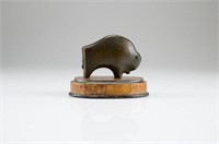 Decorative bronze figural sculpture of a buffalo