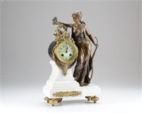 Spelter figural mantle clock