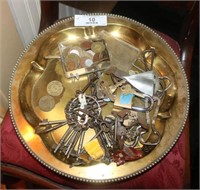 Brass Tray, Keys and Locks, Tokens/Coins