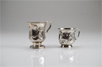 Two 19th C Canadian silver mugs