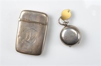 American silver vesta case & English coin holder