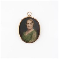 Hand painted portrait miniature of a woman