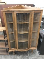Vintage bow front cabinet with glass doors