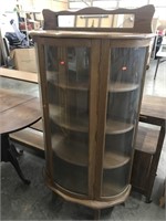 Vintage bow front cabinet with glass doors