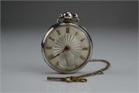 English Verge Fusee pocket watch with key