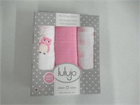 Lulujo Mini Muslin Cloth ( Pink, Owl Always Love