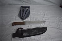 A1- BOWIE KNIFE AND ARMY SHOVEL