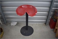 B- RED AND BLACK METAL TRACTOR SEAT STOOL