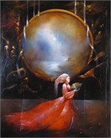 Anne Bachelier 28x23 O/C Figure with Looking Glass