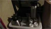 (2) S/S Thermoses, Bottle Scrubber & Coffee Cups