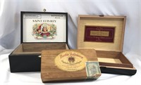 Lot of 3 Wood Cigar Boxes-Honduras/Jamaica