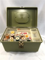 Vintage Olive Green Sewing Box