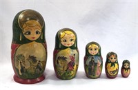 Set of 5 Hand Crafted Wooden Nesting Dolls