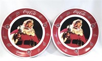 (2) Coca Cola Dinnerware Gibson Santa Plates