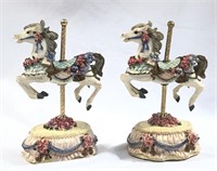 (2) Heritage House Carousel Horse Figurines