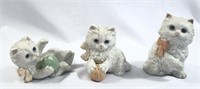 Set of 3 Homeco White Kitten Figurines