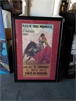 Framed bullfighting poster
