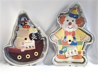 New (2) Wilton Cake Molds Pirate Ship/Cute Clown