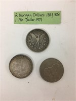 2 Morgan Dollars 1883, 1888,