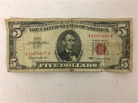 1963 Series $5 Dollar Bill Red Certificate