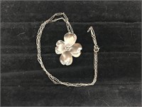 Sterling SIlver Dogwood Necklace & Pin 5g