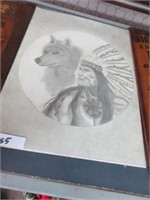 INDIAN AND WOLF DRAWING