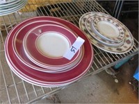 RED AND WHITE DISHES AND AZTEC PRINT DISHES
