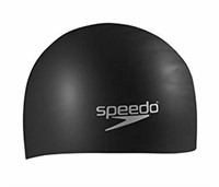Speedo Silicone Long Hair Swim Cap, Black, One