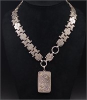 Aesthetic movement silver locket and chain