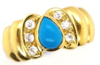 18ct gold, diamond and turquoise ring