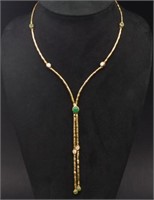Emerald, diamond and 18ct gold necklace