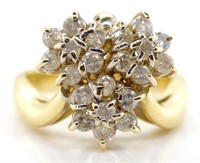 14ct gold and diamond cluster ring