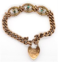 Antique 9ct gold bracelet and heart lock