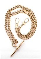 9ct rose gold fob chain and t-bar