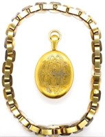 Australian gold locket & gold flat link chain