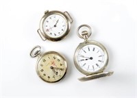 Three silver pocket watches