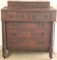 19TH C. FEDERAL COLUMN FRONT CHEST WITH ORIGINAL