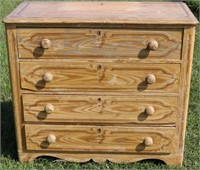 19TH C. PAINTED PINE 4 DRAWER CHEST