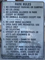 LARGE METAL PARK RULES SIGN