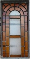 LARGE STAINED GLASS WINDOW W/ARCH DESIGN